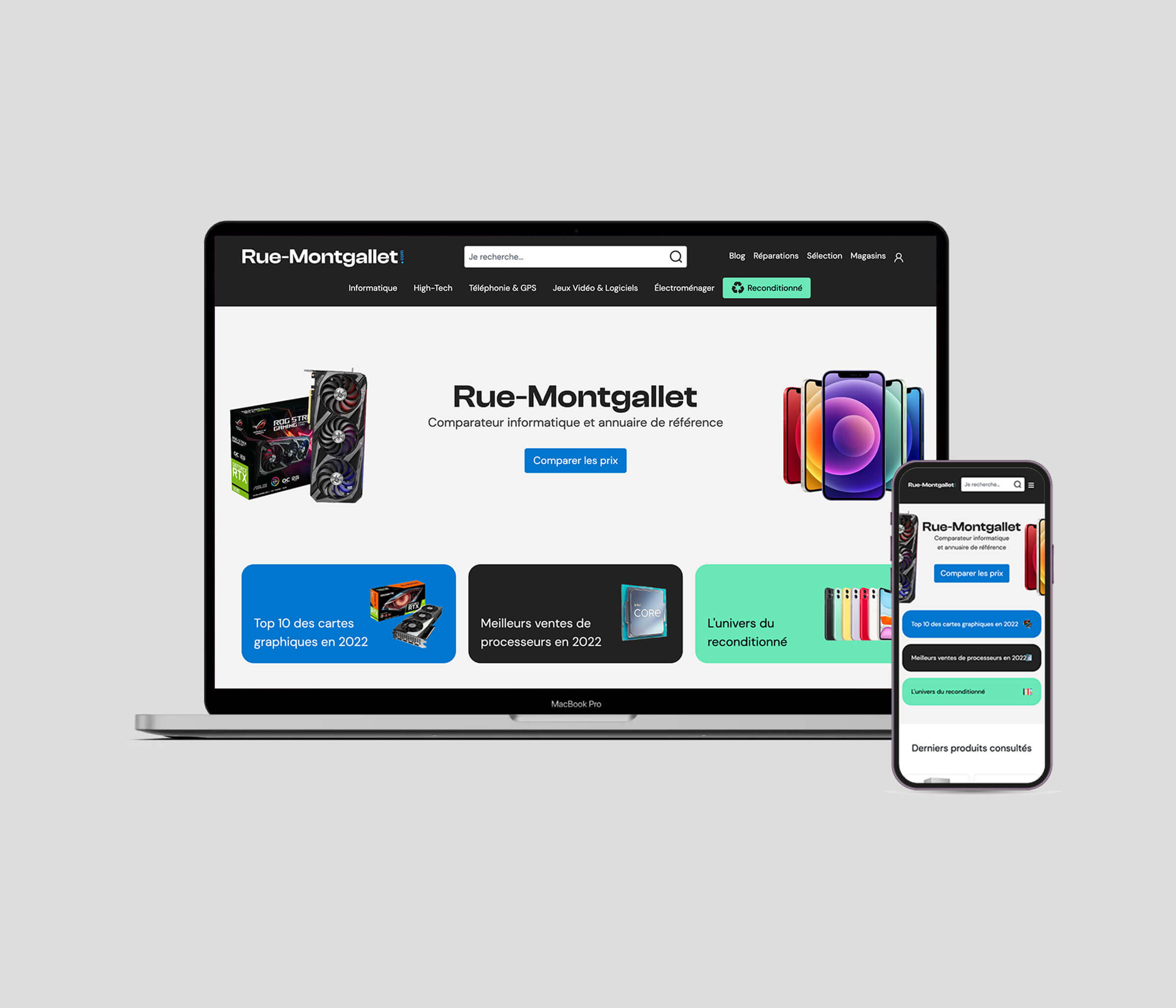 Website Rue-Montgallet sur MacBook Pro et iPhone